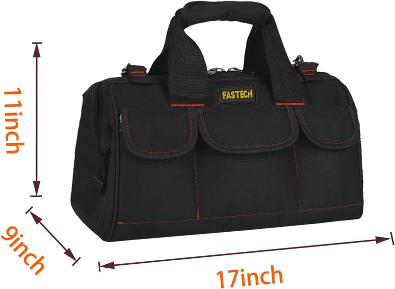 FSATECH 17-inch Heavy Duty Tote Bag With Wide Mouth For Tool Storage, Carrier and Organizer,Tools Bag for Men, Wide Mouth Tool Bag With Inside Pockets (17 Inch) - Image 4